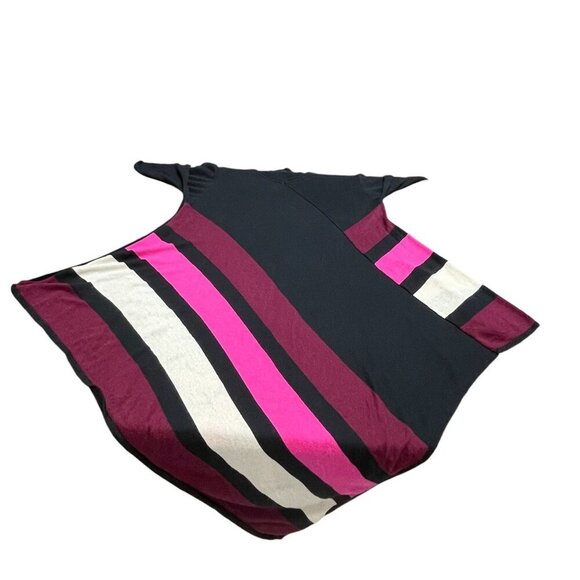 NY Collection Womens Multi-Color Striped Black Handkerchief Hem Tunic Top Size M - Picture 5 of 7